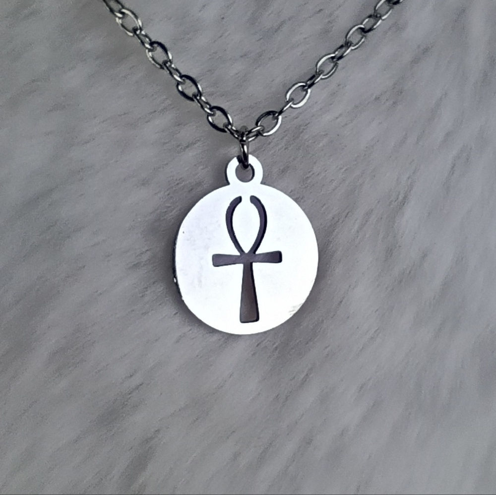 2/$20 Stainless Steel Silver Ankh Pendant Necklace